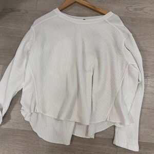 Free People Cream Waffle-Knit Layered Long Sleeve Top